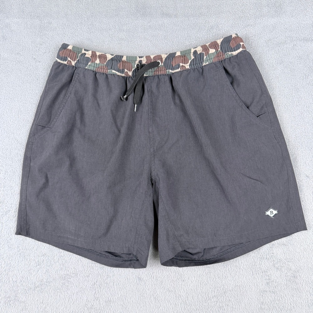 Burlebo Everyday Performance Shorts Mens Small Grey Camo Waist 6 Inch Inseam